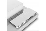 Чехол-книжка MyPads Clear View Cover для Samsung Galaxy S8 Plus SM-G955 с полупрозрачной пластиковой крышкой с зеркальной поверхностью серебристый