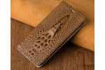 Чехол-книжка MyPads Premium для Samsung Galaxy A53 5G из натуральной кожи, с объёмным 3D рельефом головы, кожи крокодила, роскошный эксклюзивный, светло-коричневый