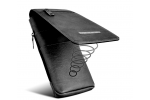 Чехол-сумка-кошелек-бумажник-портмоне MyPads Puloka & Classic для Alcatel 1C 5009D с отделениями для двух телефонов, с магнитной крышкой, с карабином для переноски, из эко-кожи черный
