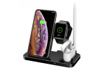Быстрое беспроводное зарядное устройство MyPads A131-124 4 в 1 для Apple iPhone 12/12 Pro/12 mini/12 Pro max/ iPhone 13/13 Pro/13 mini/13 Pro Max и Apple Watch  Airpods Apple  Pencil (телефон наушники часы и стилус) + Быстрое USB QC-3.0 зарядка