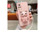 Чехол MyPads с кроличьим кронштейном для Vivo Y51 2020 / Y51A 2021 / Y31 2021, золотая рамка, розовый