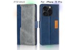 Чехол-книжка MyPads для Apple iPhone 15 Pro, синий+серый