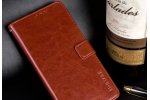 Фирменный чехол-книжка для Redmi Note 8 Pro из качественной импортной кожи с подставкой застёжкой и визитницей коричневый