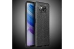 Фирменный чехол бампер накладка на Xiaomi POCO X3 / X3 NFC / X3 Pro из качественного износостойкого силикона с декоративным дизайном под кожу с тиснением черный