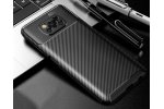 Чехол панель-бампер из тончайшего и прочного силикона для Xiaomi POCO X3 / X3 NFC / X3 Pro с матовой отделкой «под карбон» черная