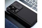 Чехол панель-бампер MyPads Tenda для Honor 70 из пластика с закрывающейся камерой и матовой отделкой «под карбон» с защитой шторкой заглушкой для камеры черная